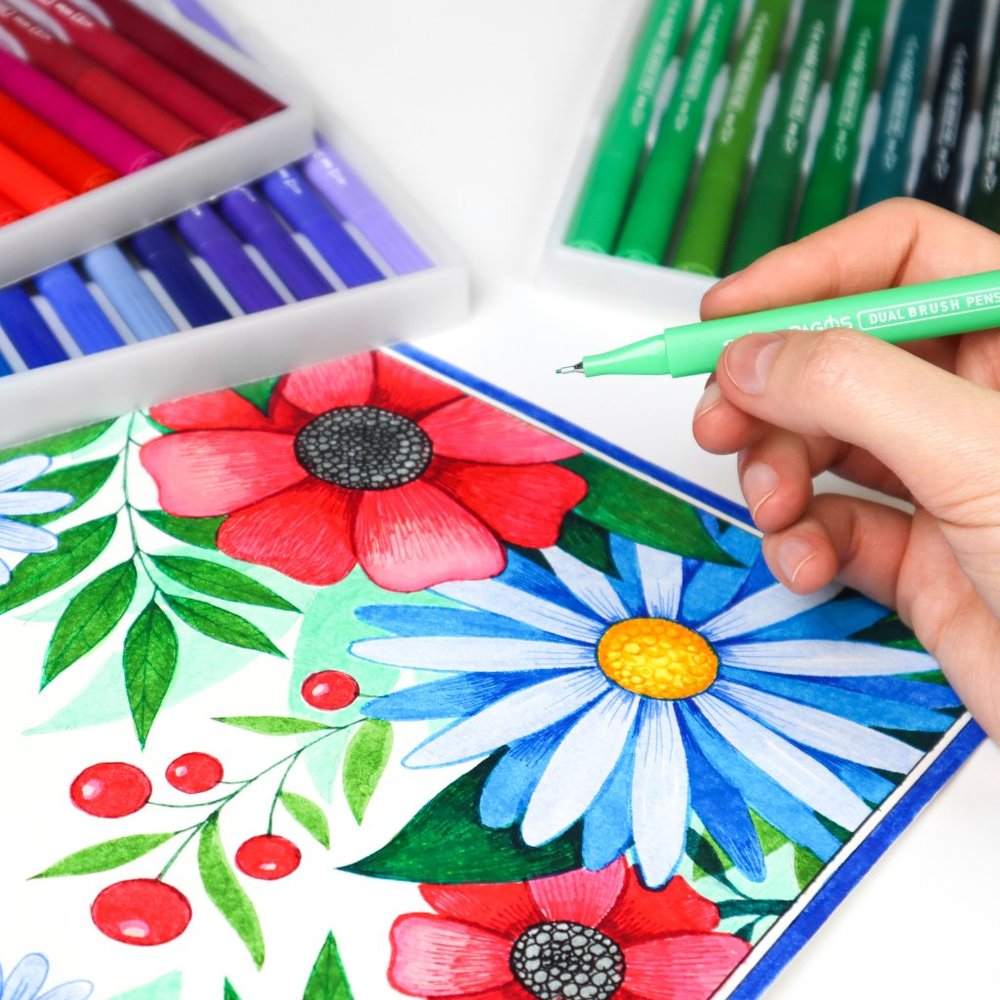 120 Colors Dual Tip Brush Pens Art  Markers Set - Picture 6 of 8